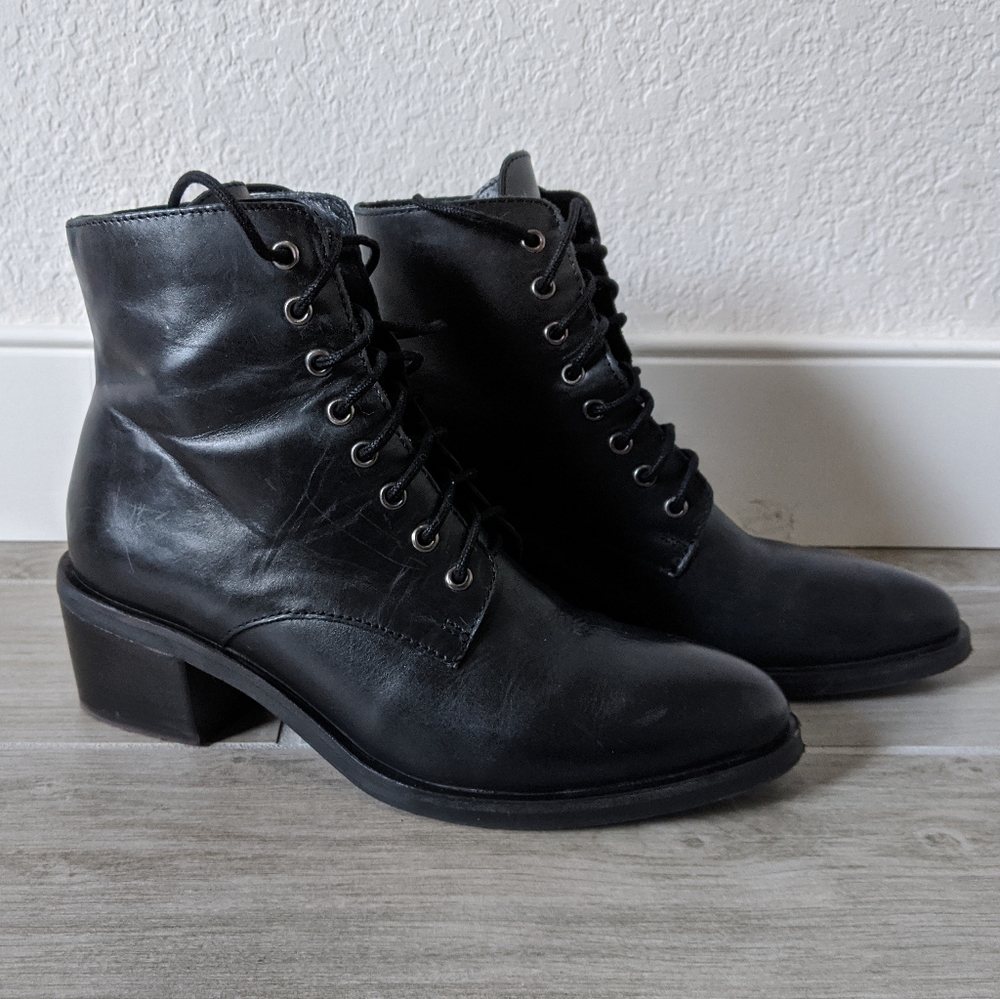 Free People x Jeffrey Campbell Black Leather Boots